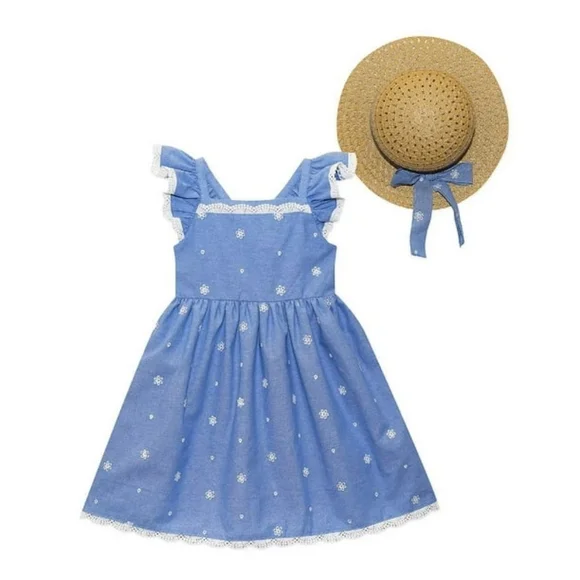 🫐EUC Blueberi Boulevard Blue Eyelet Dress | Girls 2T | Easter, Spring, Church - Picture 2 of 8